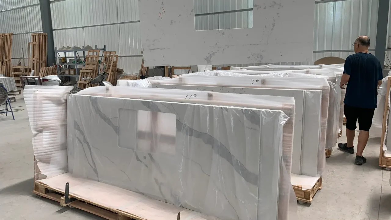 calacatta white quartz countertops